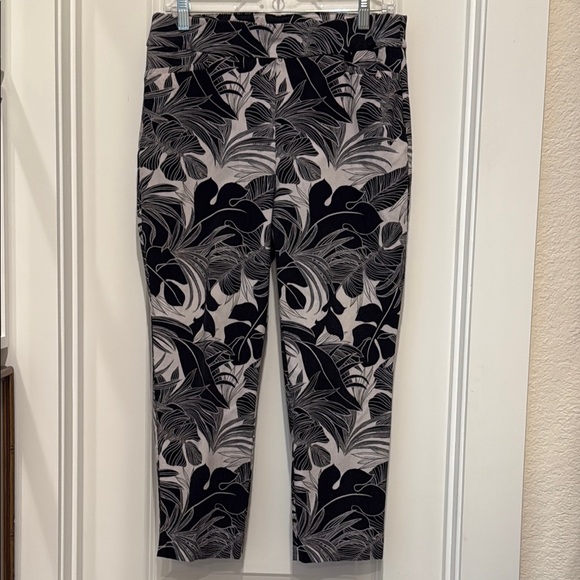Chico's Pants - Chico’s Black and Gray Leaf Print Pants